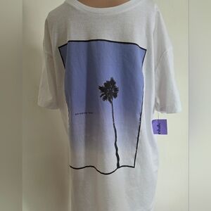 Vestige Mens White Graphic Tee w/Palm Tree Design Size Large